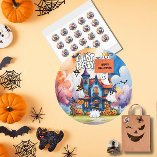 Sticker Rond Halloween Personnalisé Ghost Party Enfants