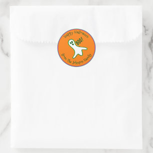 Sticker Rond Halloween personnalisé joyeux mignon fantôme Éffra