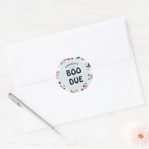 Sticker Rond Halloween Petit Boo est presque dû bébé garçon dou