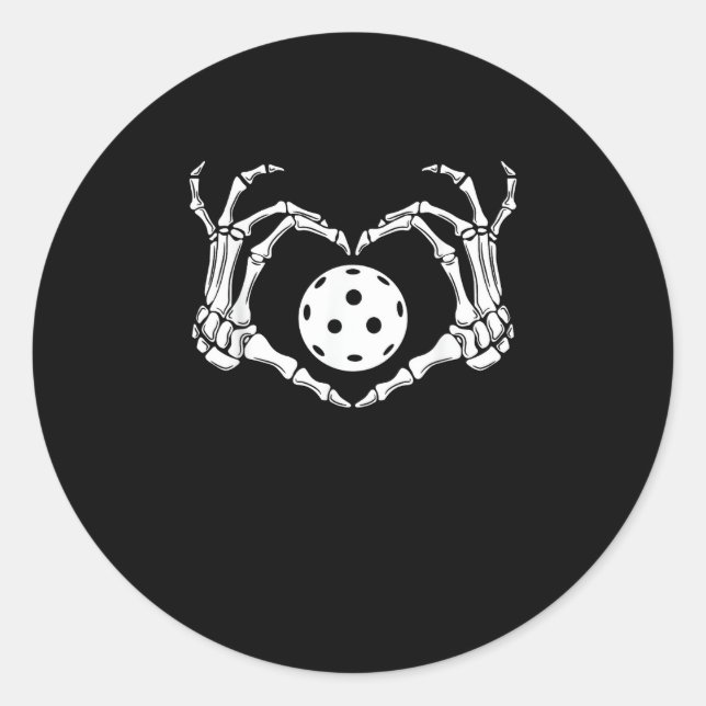 Sticker Rond Halloween Pickle Skeleton Mains de coeur (Devant)