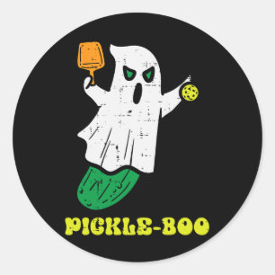 Sticker Rond Halloween Pickleball Pickleball Boo Ghost Costume