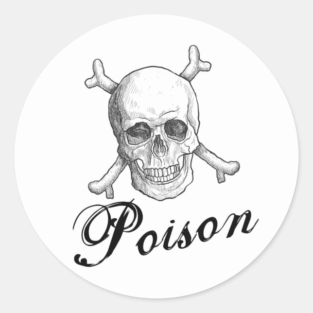Sticker Rond Halloween poison crâne et os (Devant)