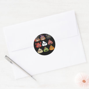 Sticker Rond Halloween Poop Emojis Face Citrouille Pirate maman