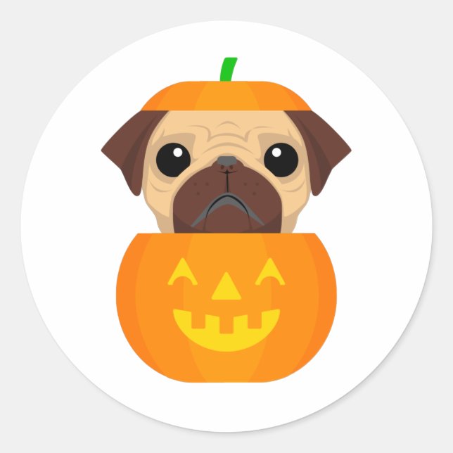 Sticker Rond Halloween Pugkin (Devant)