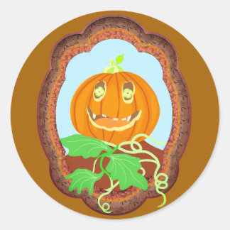 Sticker Rond Halloween pumpkin smiling whimsical and spooky