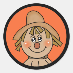 Sticker Rond Halloween Scarecrow