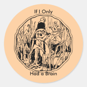 Sticker Rond Halloween Scarecrow Cornfield Drôle Pas de Cerveau
