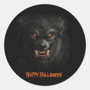 Sticker Rond Halloween Scary Werewolf