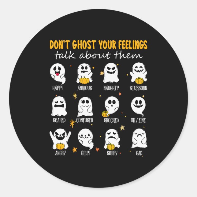 Sticker Rond Halloween School Counselor Don't Ghost Your Feelin (Devant)