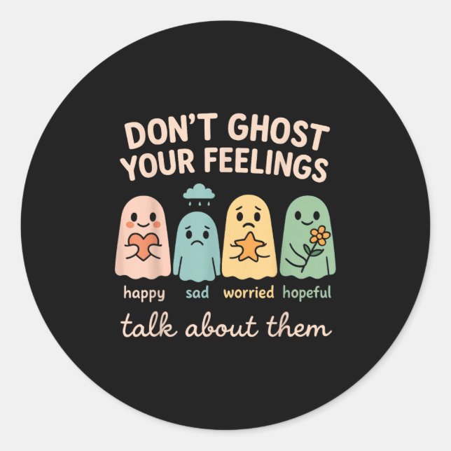 Sticker Rond Halloween School Psychologist Shirt Dont Ghost You (Devant)