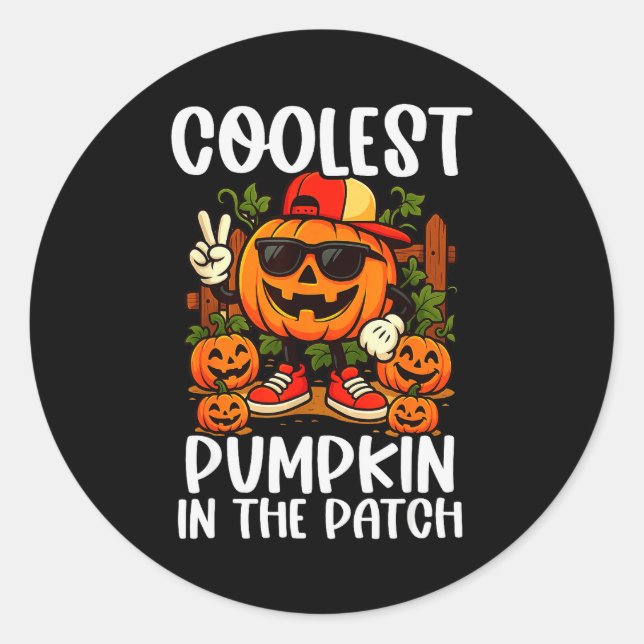 Sticker Rond Halloween Shirts Boys And Kids Coolest Pumpkin In  (Devant)