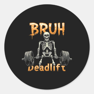 Sticker Rond Halloween Skeleton Deadlift Funny Fitness Weightli
