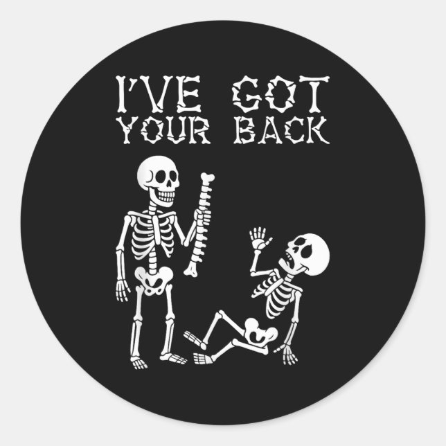 Sticker Rond Halloween Skeletons Ive Got Your Back Costume Men  (Devant)