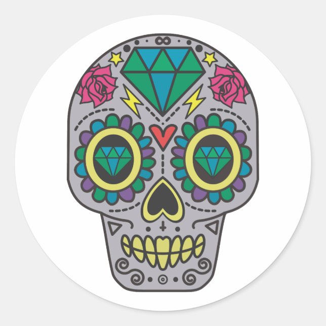 Sticker rond Halloween Skull Classic (Devant)