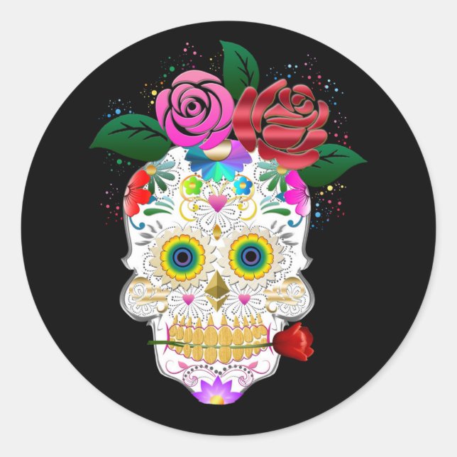 Sticker rond Halloween Skull Classic (Devant)