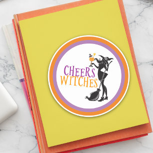 Sticker Rond Halloween sorcière sorcière la nuit de la fille