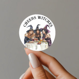 Sticker Rond Halloween sorcière sorcière la nuit de la fille