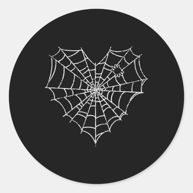 Sticker Rond Halloween Spider Web Costume Cute Heart Spider Web (Devant)