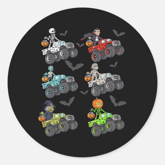 Sticker Rond Halloween Squelette Zombie équitation Monster Cami (Devant)