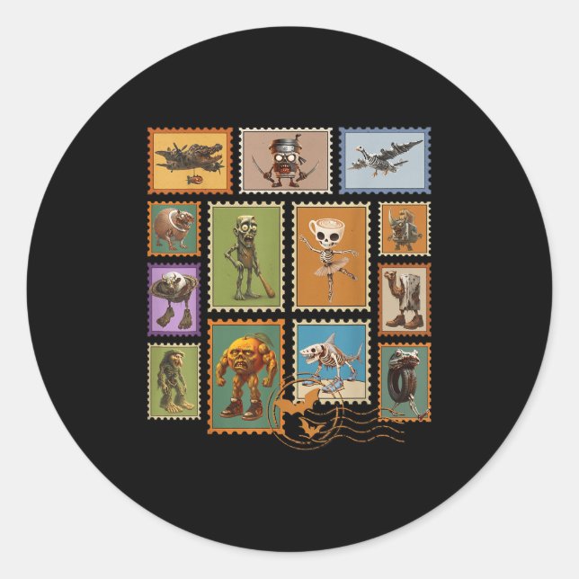 Sticker Rond Halloween Stal Stamps Italian Brainrot Zombie  (Devant)