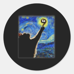 Sticker Rond Halloween Starry Night Cat Comma La Kamala Harris