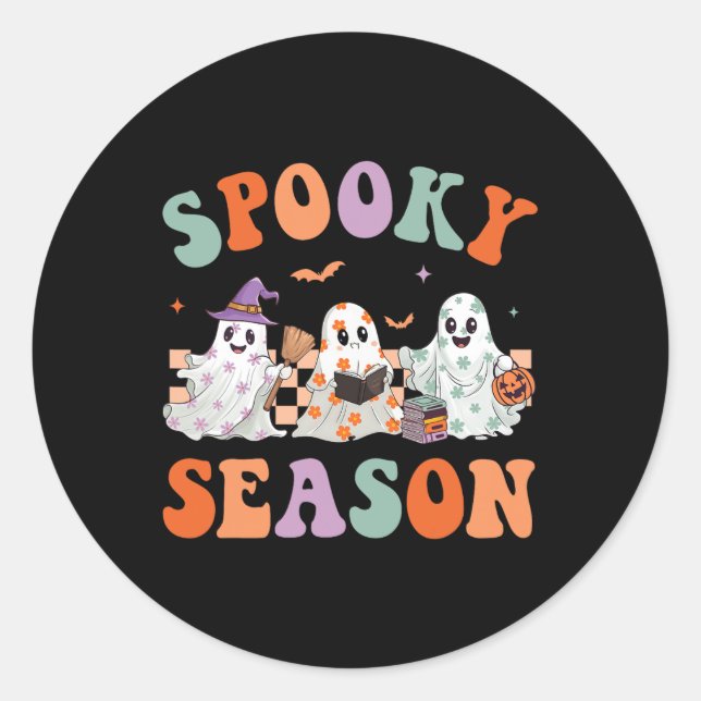 Sticker Rond Halloween super mignon floral Fantôme saison Éffra (Devant)