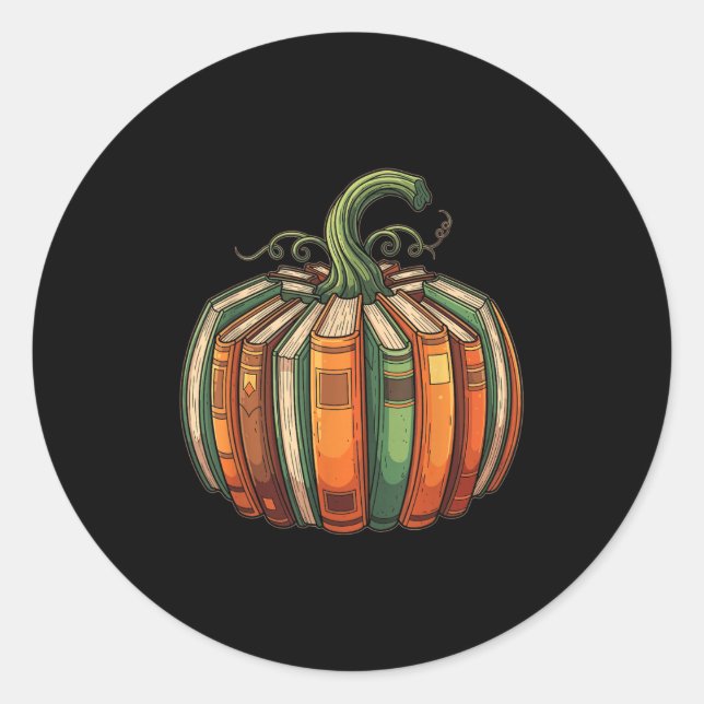 Sticker Rond Halloween Teacher Shirts Fall Pumpkin Fall Book Sh (Devant)