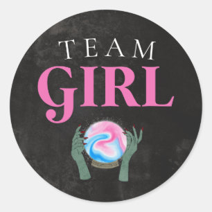 Sticker Rond Halloween Team Girl Gender Reveal Party Voter