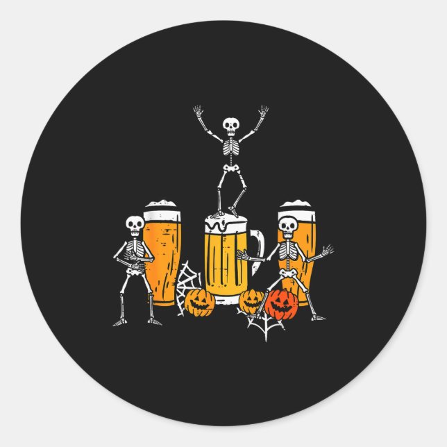 Sticker Rond Halloween Team Skeletons Dancing Funny Costume Par (Devant)