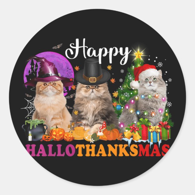 Sticker Rond Halloween Thanksgiving Noël Joyeux Hallomerci (Devant)
