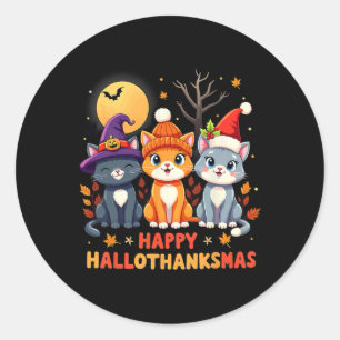 Sticker Rond Halloween Thanksgiving Noël Joyeux Hallomerci
