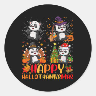 Sticker Rond Halloween Thanksgiving Panda Hallothanksmas