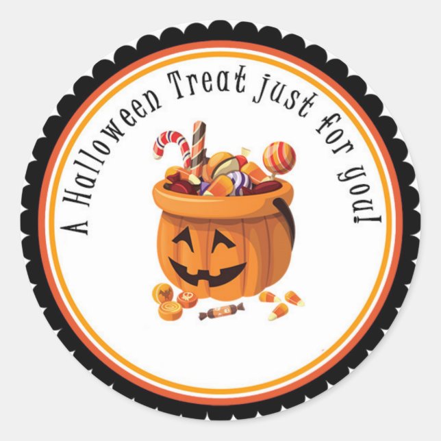 Sticker Rond Halloween Traitez Juste Pour Vous Balise Cadeau St (Devant)