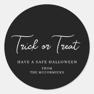 Sticker Rond Halloween Trick ou Treat Script Party Favoriser