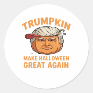 Sticker Rond Halloween Trumpkin - Citation parodique Éffrayante