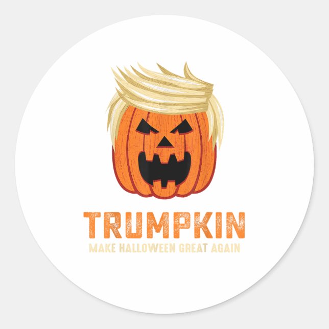 Sticker Rond Halloween Trumpkin Funny - Éffrayant Slogan parodi (Devant)