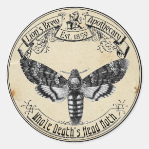 Sticker Rond Halloween Vintage apothecaire La tête de la mort