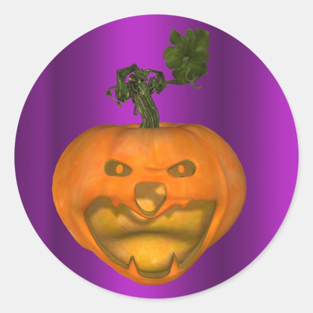 Sticker Rond Halloween violet déplaisant Jack O'Lantern (Devant)