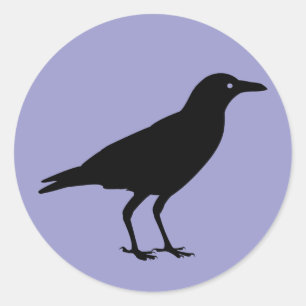 Sticker Rond Halloween violet du Corbeau noir