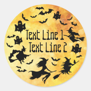 Sticker Rond Halloween votre texte personnalisé
