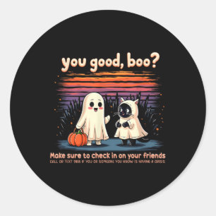 Sticker Rond Halloween vous êtes bon, Boo_ Prévention du suicid