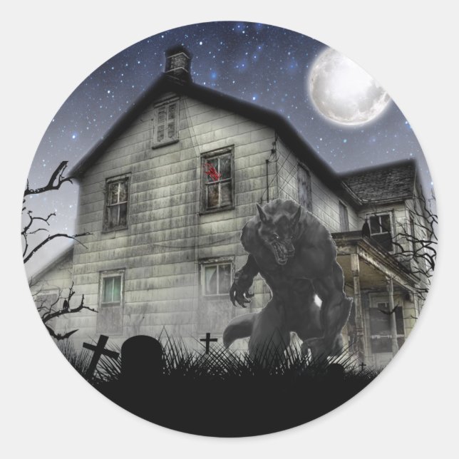 Sticker Rond Halloween Werewolf effrayant (Devant)