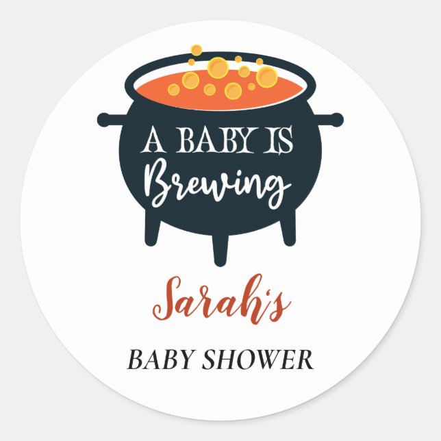 Sticker Rond Halloween Witch Baby shower, Nom personnalisé (Devant)