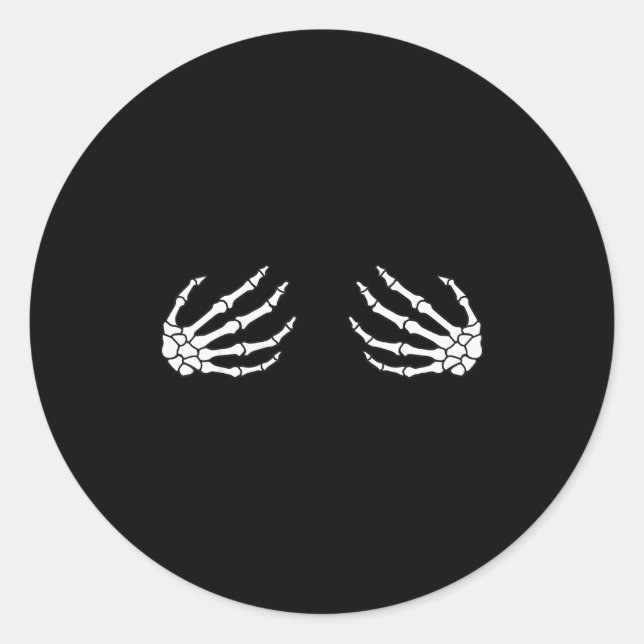 Sticker Rond Halloween Women's Skeleton Hand  (Devant)
