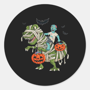 Sticker Rond Halloween Zombie équitation T Rex Fun Boys Filles 