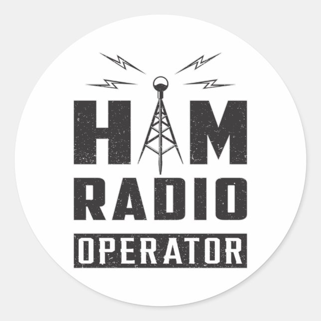 Sticker Rond HAM Radio Amateur Fréquence Opérateur Antenne Cade (Devant)