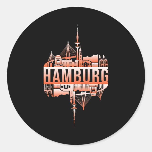 Sticker Rond Hambourg Allemagne Ville Ville Amusante Idée cadea (Devant)