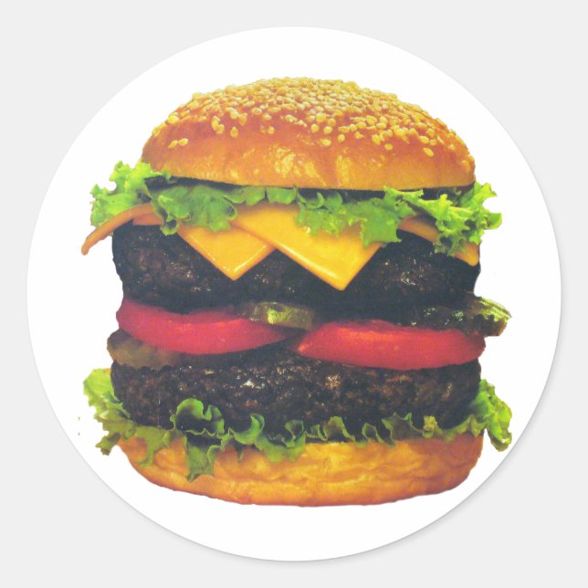 Sticker Rond Hamburger de luxe double au fromage (Devant)