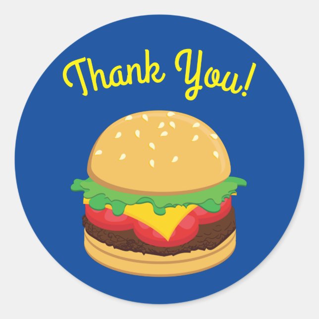 Sticker Rond Hamburger fête d'anniversaire Burger Merci (Devant)