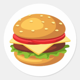 Sticker Rond Hamburger Lover Cheeseburger